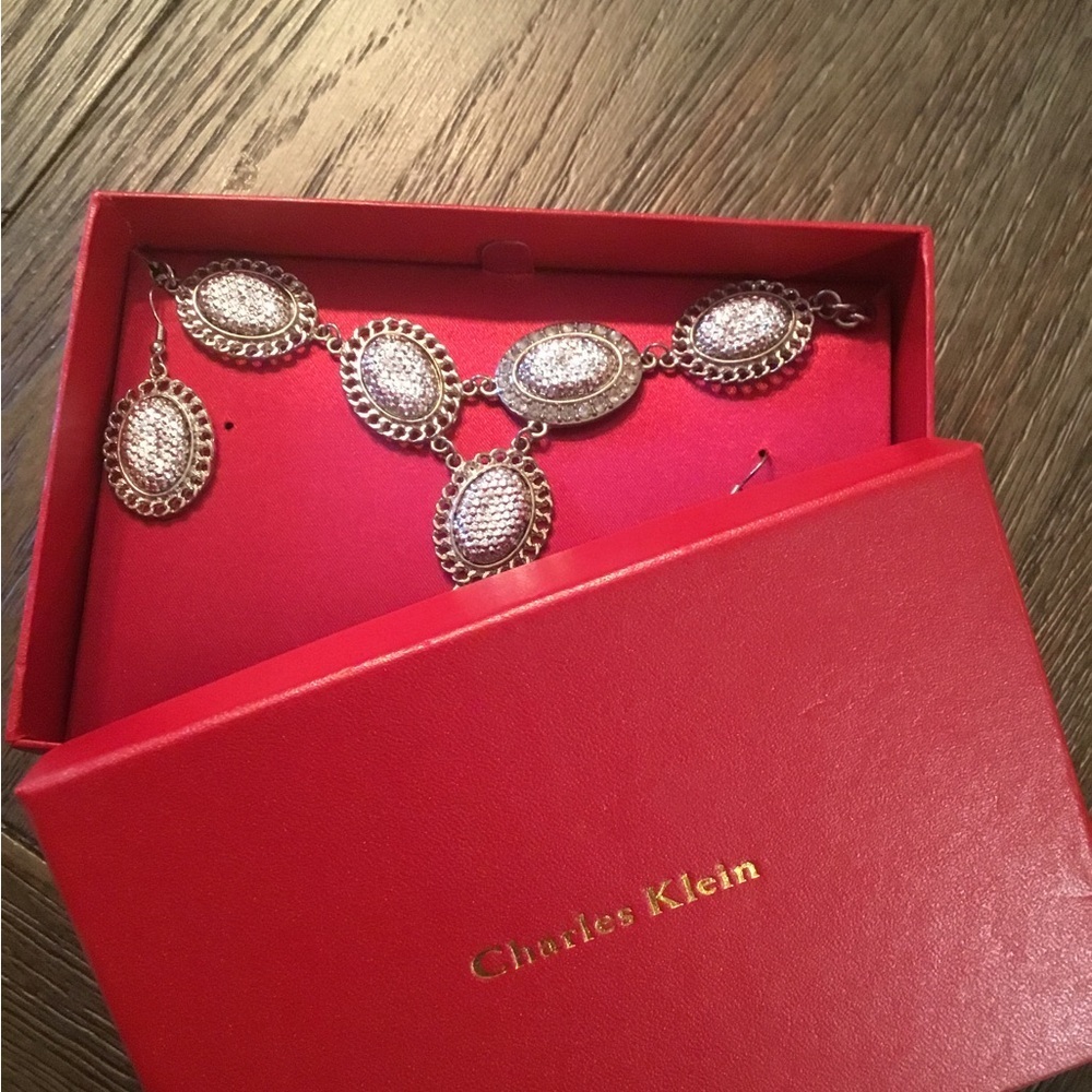Vintage Chic Silver Necklace and Earring Set - Picture 3 of 4